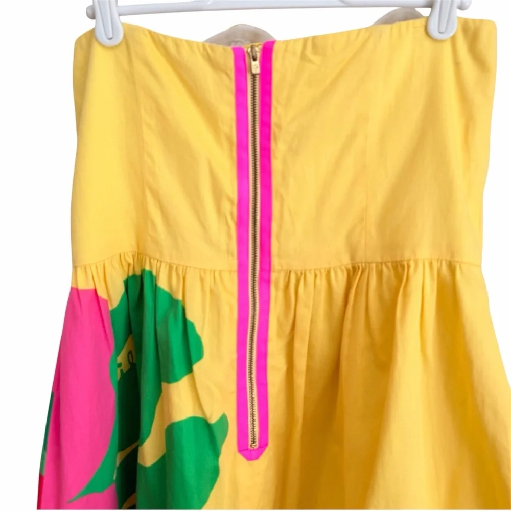 Lilly Pulitzer Strapless Dress Lottie Starfruit Yellow Size 8 - Picture 4 of 5